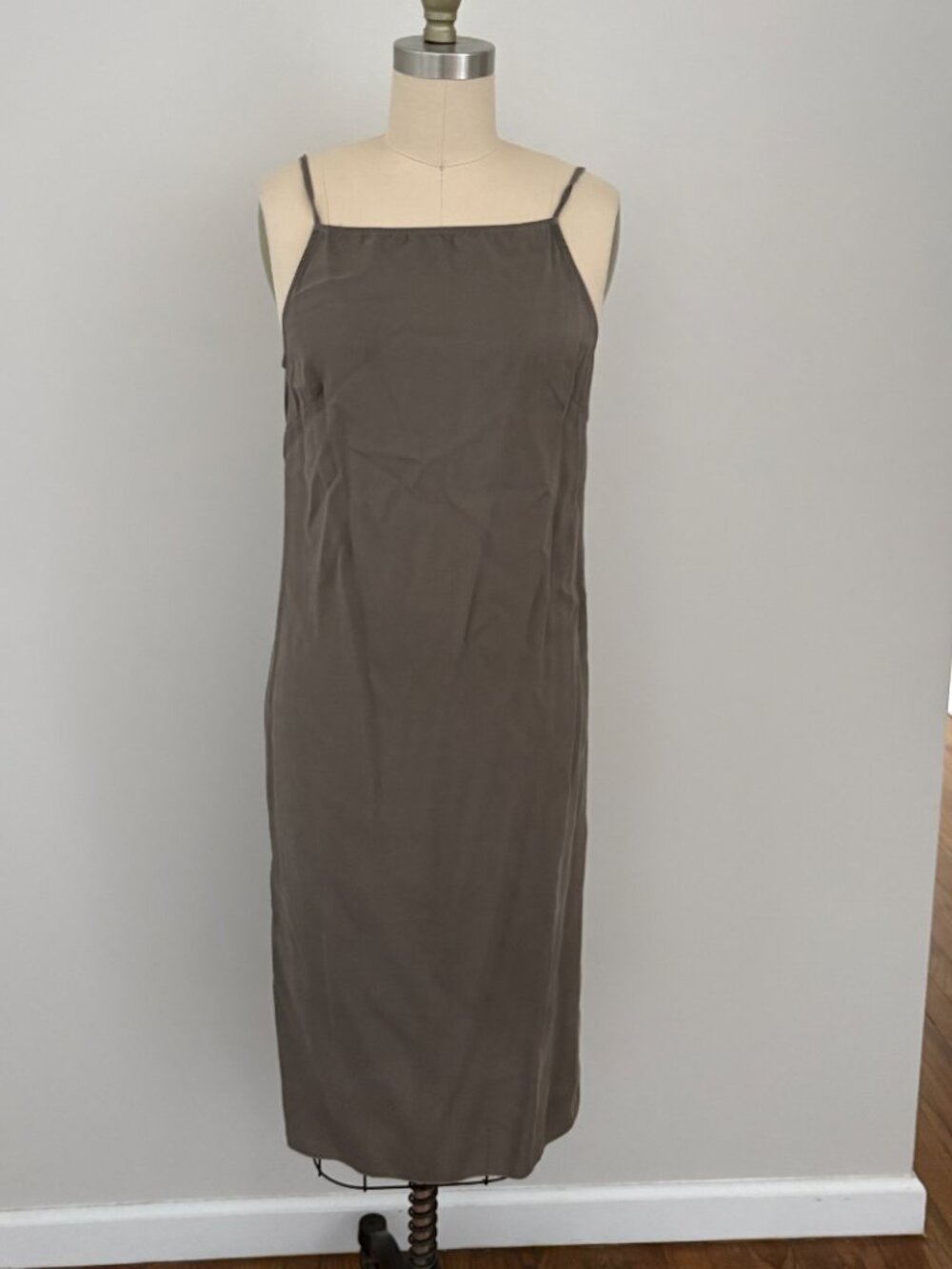 Transit Par-Such Italy Brown Grey Minimalist Lagenlook Midi Dress Sz 1 (XS/S)